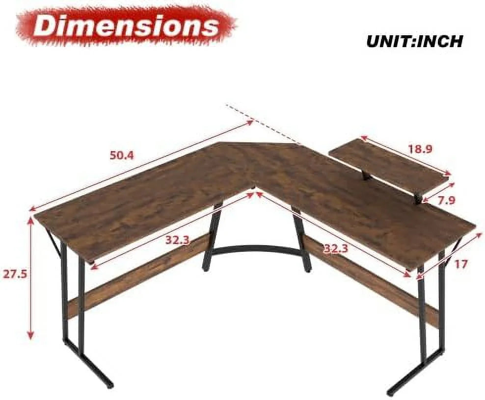 L Shaped Gaming Desk with Large Desktop N356479