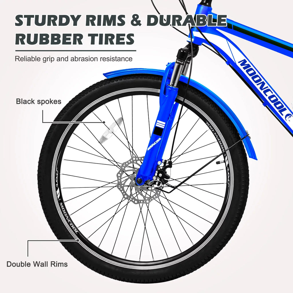 26 Inch 7 Speed Blue Adult Tricycle with Baskets U825710