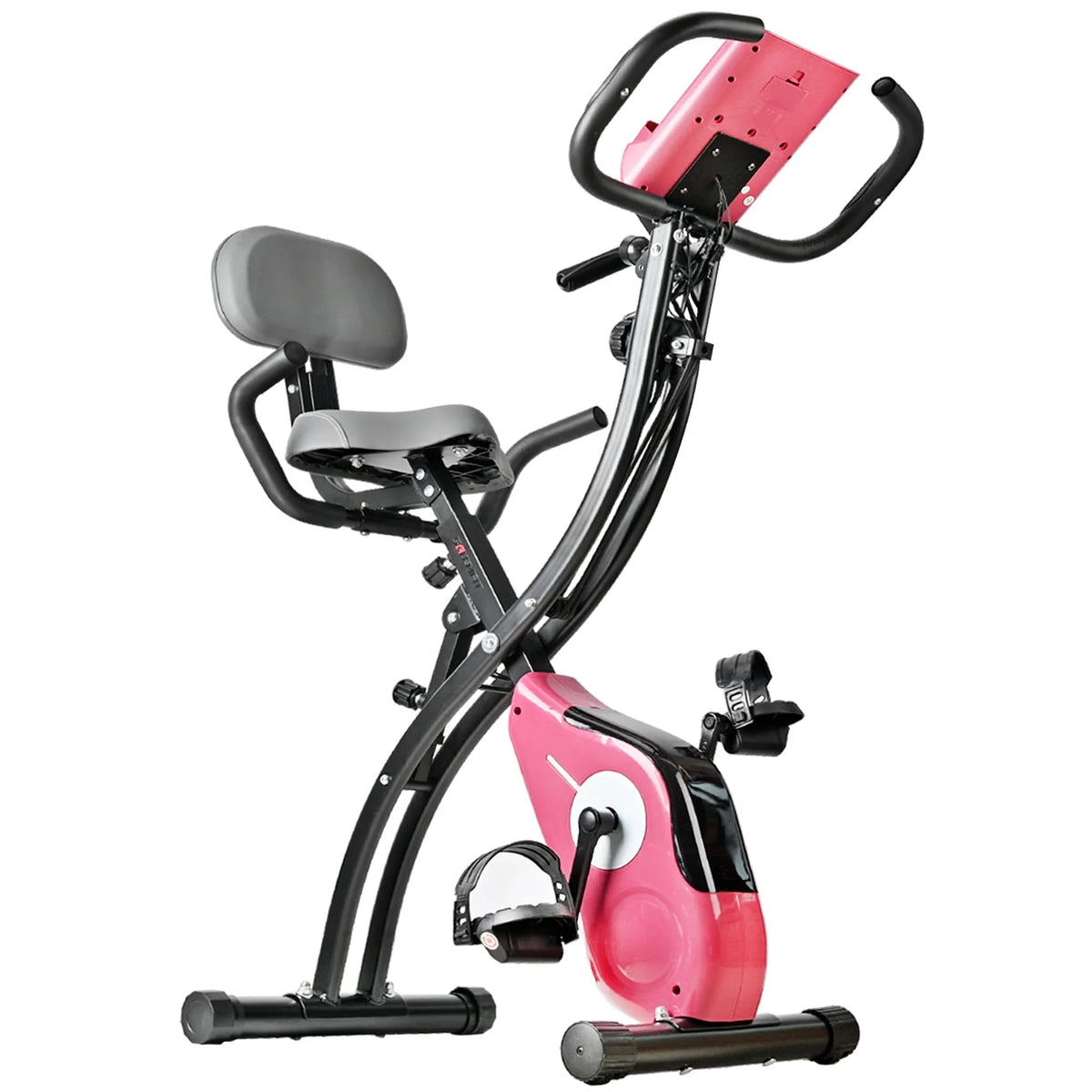 Folding Upright Exercise Bike Stationary Cycling Bike Black J3222