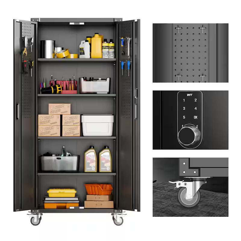 Black Metal Storage Cabinet with Combination Locks I721515