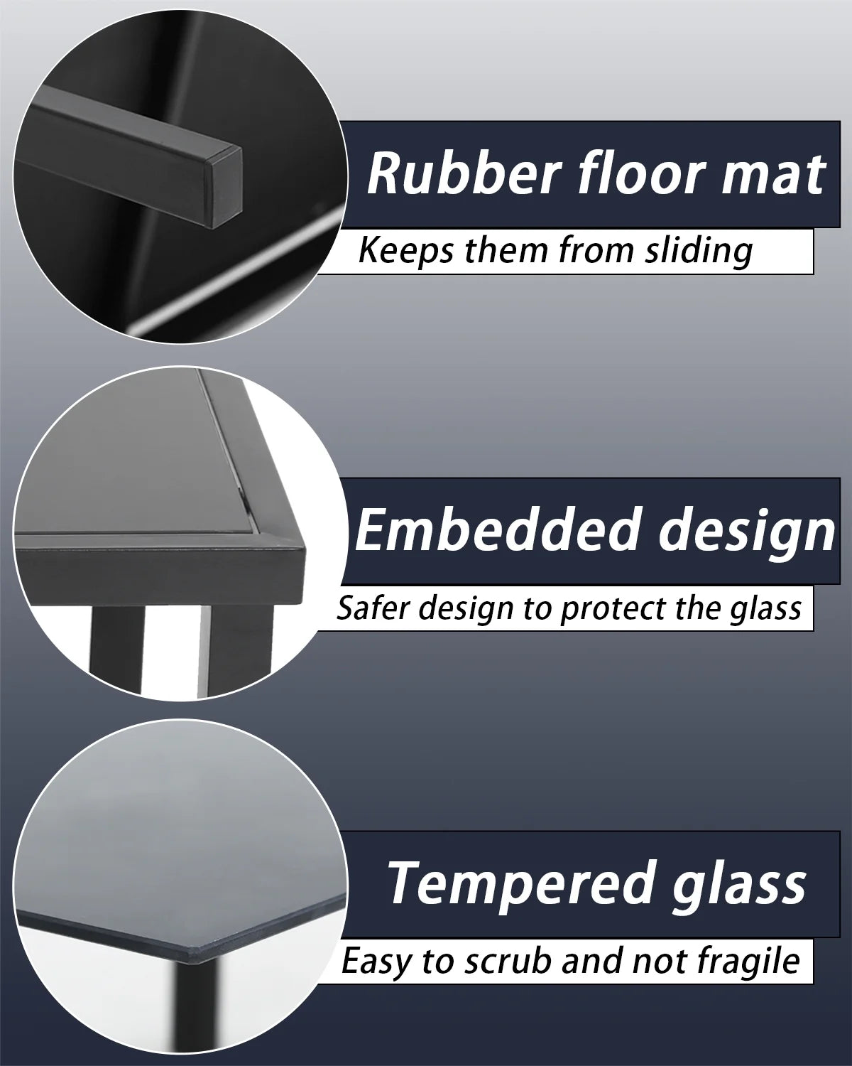 4 Piece Patio Conversation Set with Tempered Glass Tabletop Black J72796
