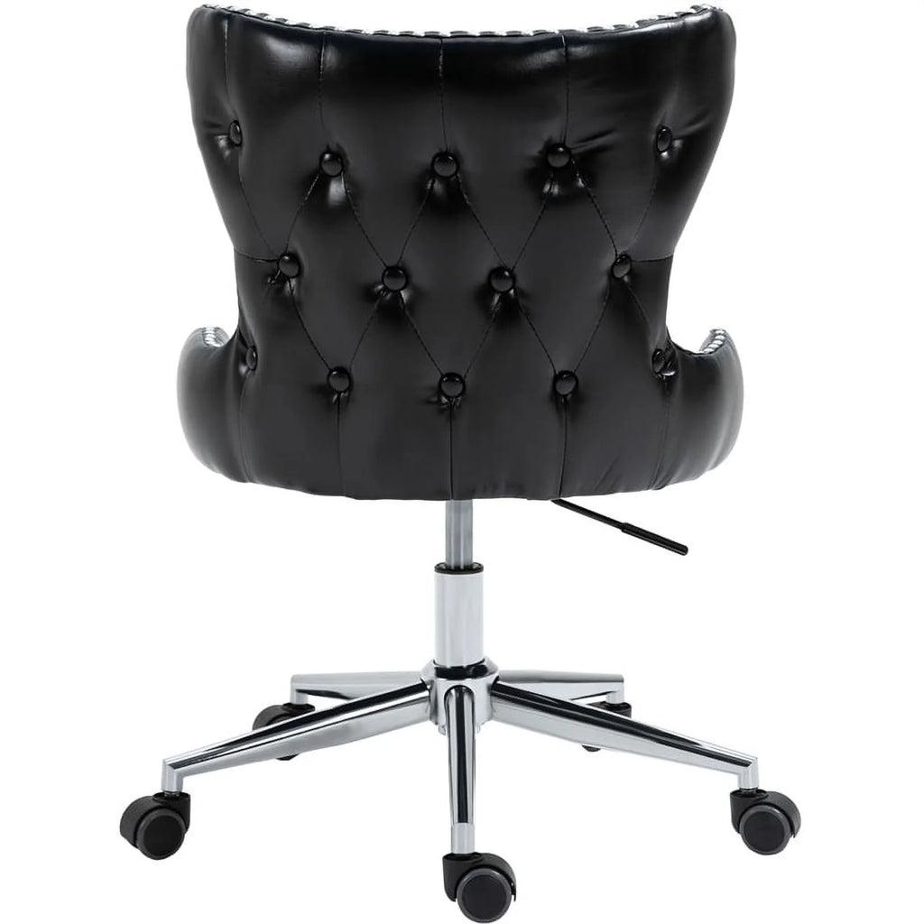 Black Vegan Leather Swivel Office Chair A646684
